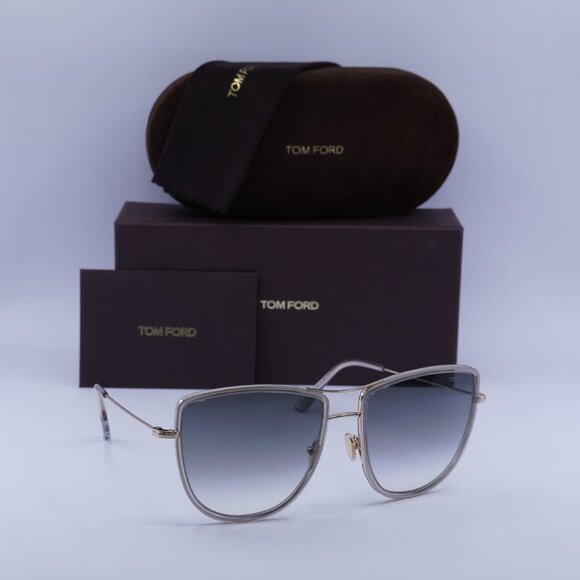 Final Price! Tom Ford Tina FT0759 28B Gold/Smoke Sunglasses - Picture 1 of 10